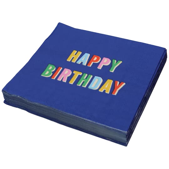 12 Packs: 20 ct. (240 total) Blue Happy Birthday Lunch Napkins by Celebrate It™
